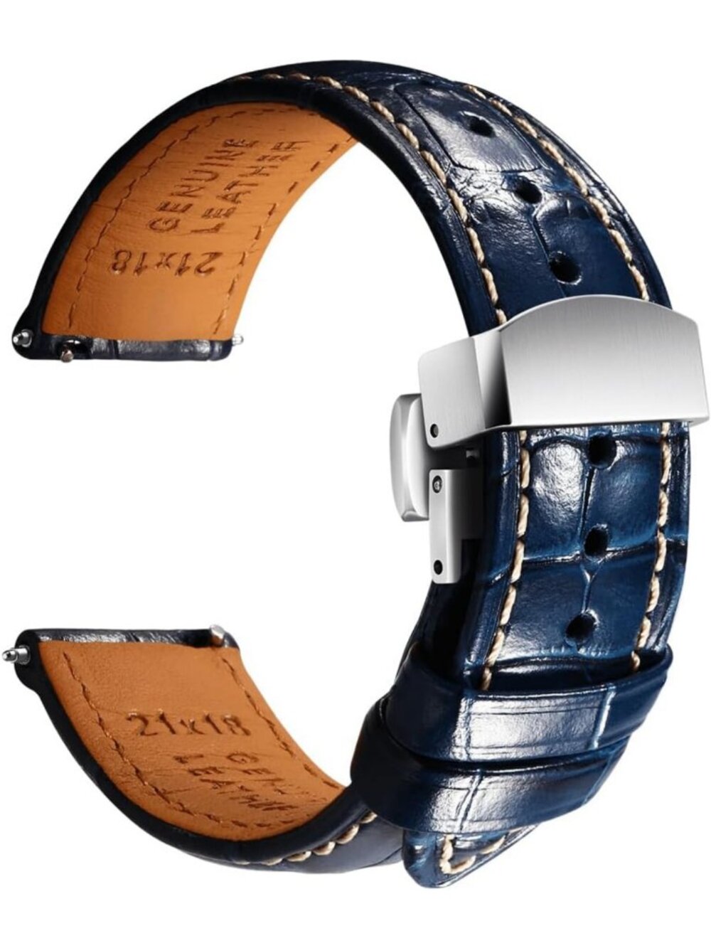 Stylish Leather Watch Band for Men, Quick-Release Alligator Grain Design